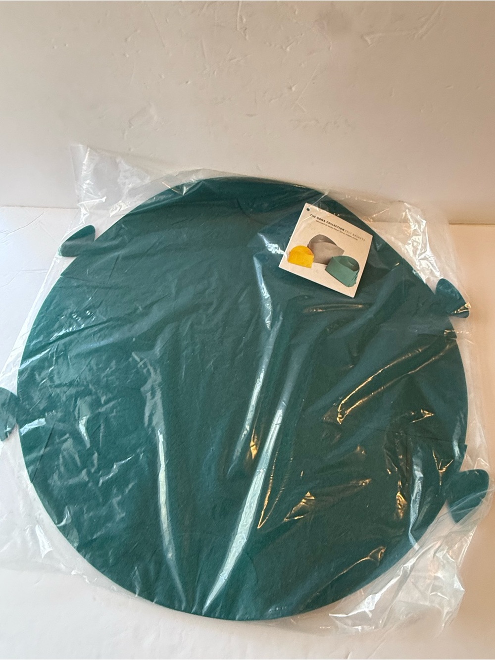 Round Teal Felt Basket Medium Size